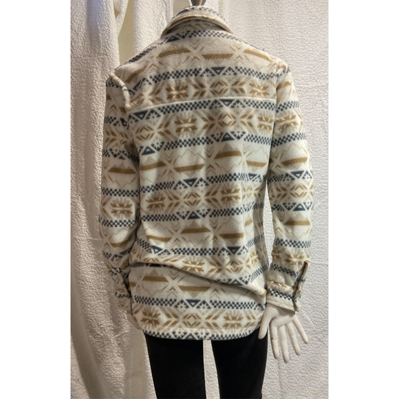 Columbia Women's Benton Springs Fleece Shirt Jacket Small Chalk Checkered Peaks - Picture 5 of 7